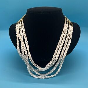Talbots #0155 Elegant White Beaded Necklace